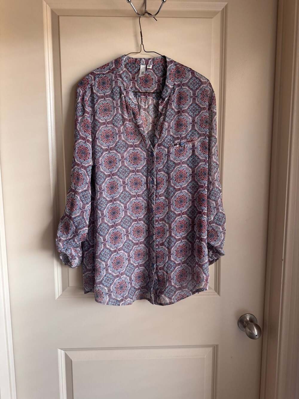 KUT from the Kloth Geometric Pattern Long Sleeve Button Down Shirt